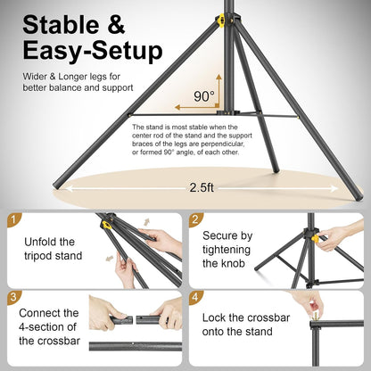 LINCO Lincostore Backdrop Support Stand Kit 10x6.5ft Adjustable Photography Studio Photo Background Support System with Carrying Bag for Green Screen Muslin, 4171