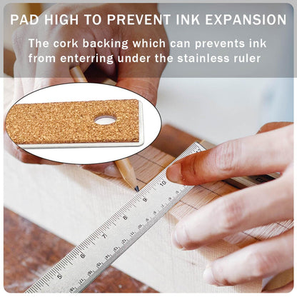 3 Pcs 6 Inch Metal Ruler Stainless Steel Metal Ruler with Cork Backing, Non-Slip Rulers with Inch and Centimeters, Straight Edge Cork Base Rulers for Student School Office Drafting Tools