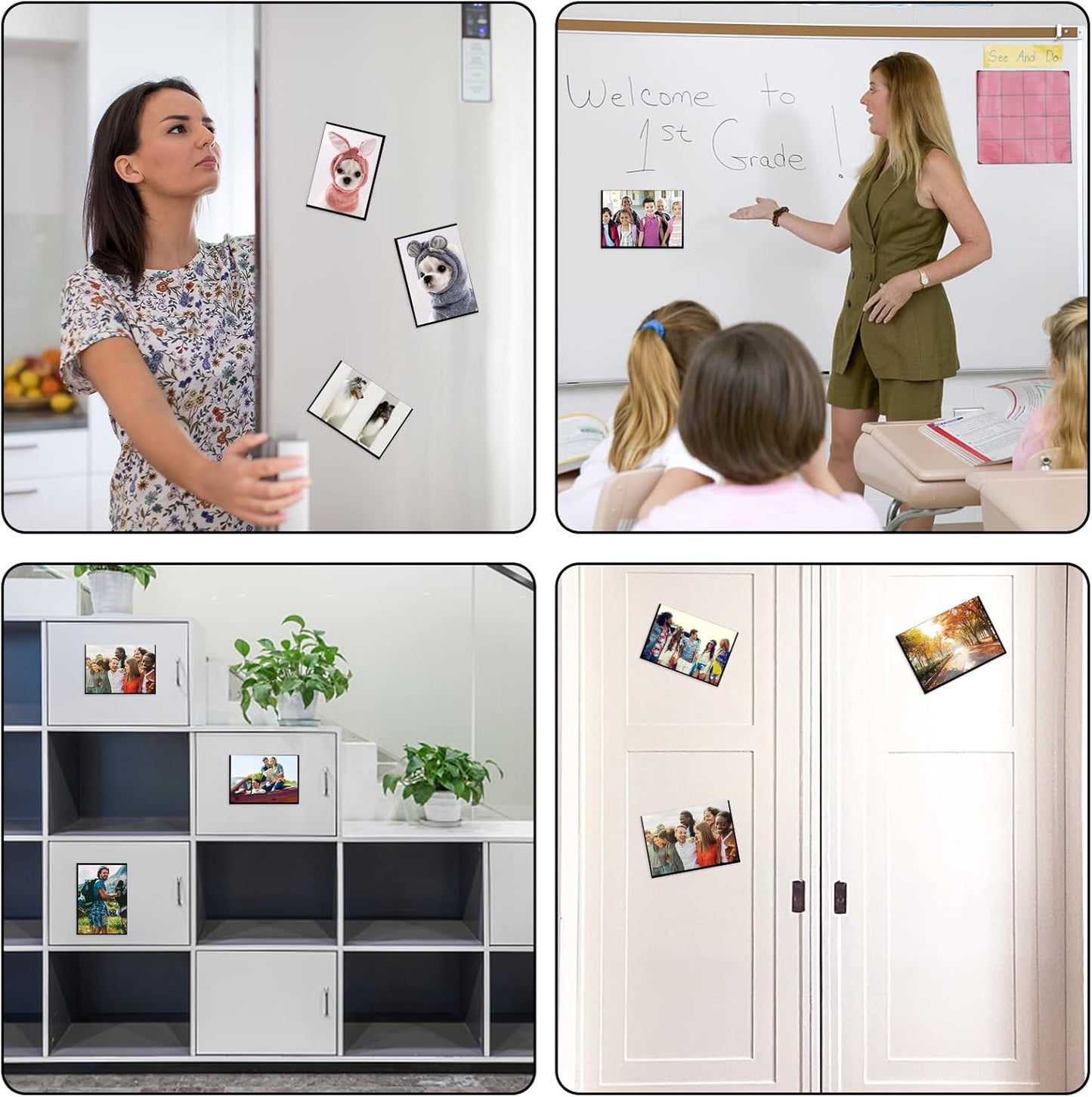 Black Magnetic Picture Frame 5X7 for Refrigerator-8 Pack,Black Photo Magnets Sleeves with Matte Film Cover,Less Reflection