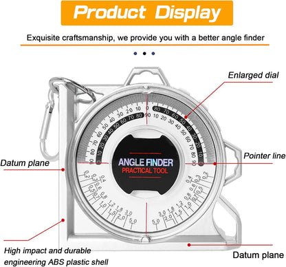 Angle Finder Inclinometer Protractor Magnetic Angle Finder Angle Measuring Tool Tilt Level Meter Slope Locator Angle Measurement Engineering Clinometer Angle Meter Gauge for Household Industrial Use