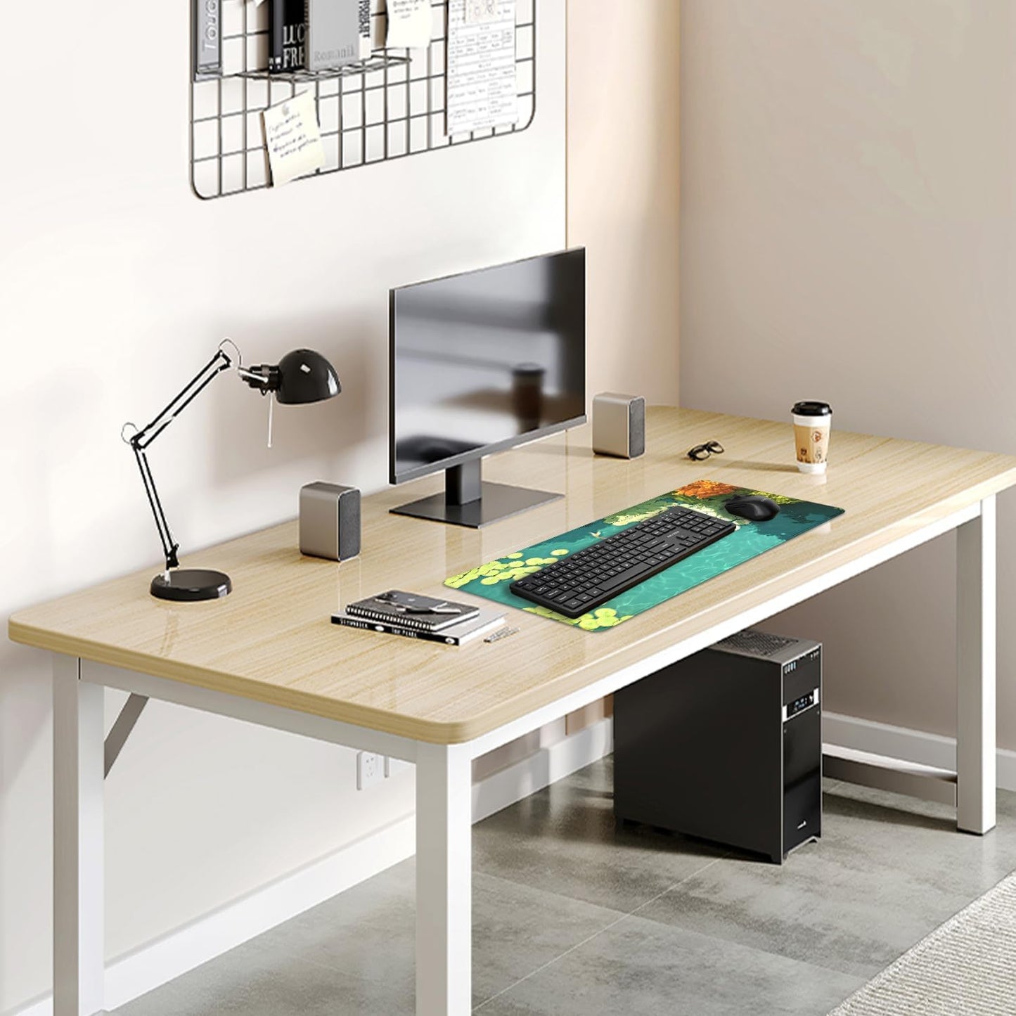 Koi Carp Fish Desk Pad Mouse Pad,Large Gaming Mouse Mat with Stitched Edges,Non-Slip Rubber Base Mousepad for Office PC Keyboard Laptop and Home Work Desk Mat(27.5X11.8 in)