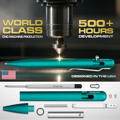 BASTION® Luxury Bolt Action Pen, Durable Professional Ballpoint Pen with Fine Tip, EDC Pen, Ink Refillable Pen for Birthday Gift, Travel Pen for School and Work