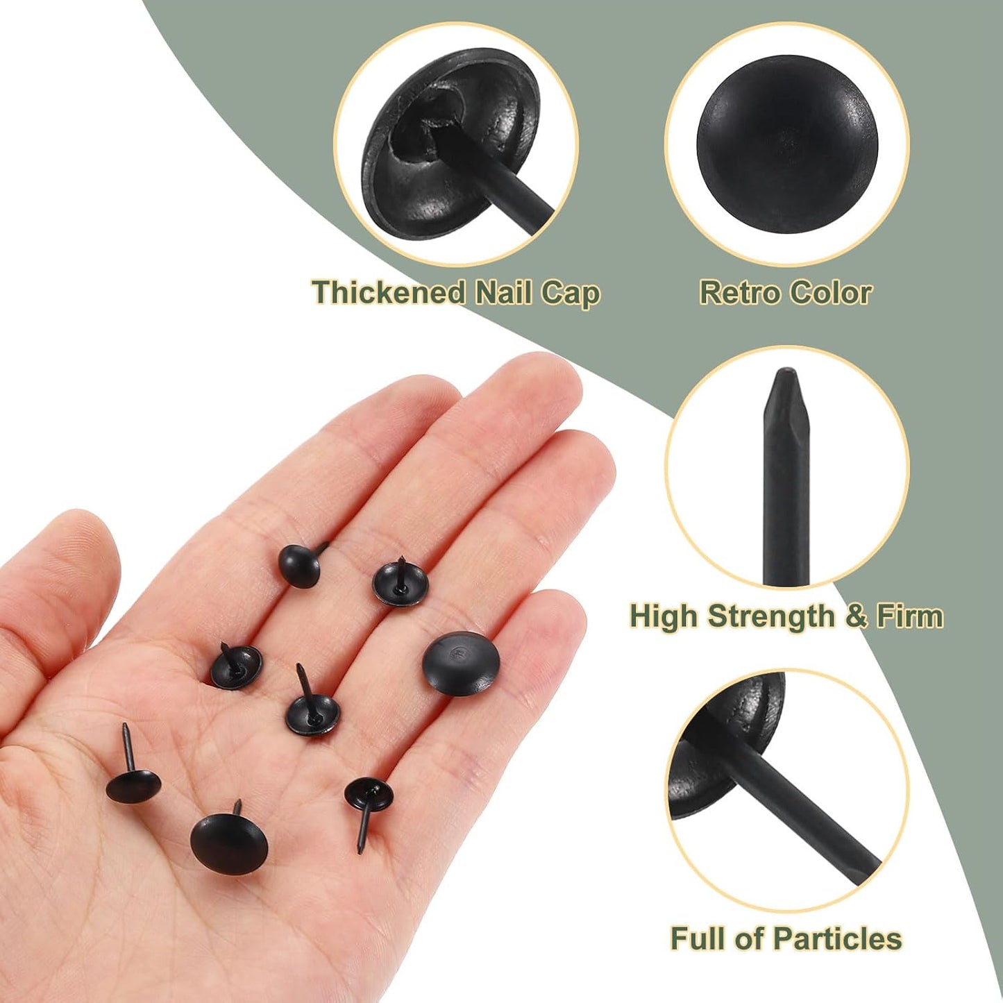 uxcell 50 Pcs Upholstery Tacks, 12 x 13mm Round Head Upholstery Nails Pins Vintage Decorative Furniture Tacks for Chairs Sofas Beds DIY Project, Black