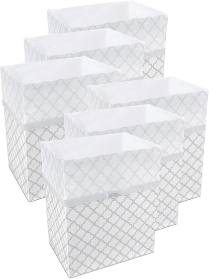 | 13 Gallon Disposable Trash Cans (6-Pack) with Fitted Trash Bags - Reusable Garbage and Recycling Bins for Parties, Events, and More (Trellis - 17" Height x 13.5" Width x 10" Depth)