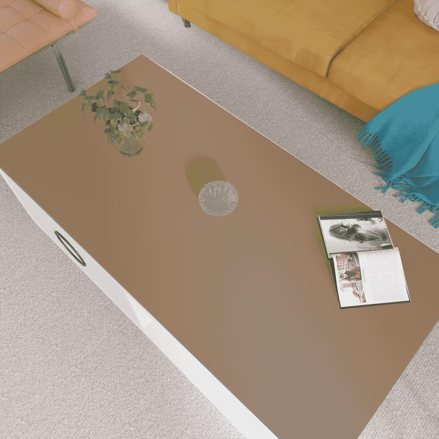 Leather Table Cover,1.8mm Thick,24x60 Inch Desk Cover,Large Desk Mat,Table Protector,Table Cover Protector,Desk Protector,Table Pad,(Khaki+Silvery,24x60)