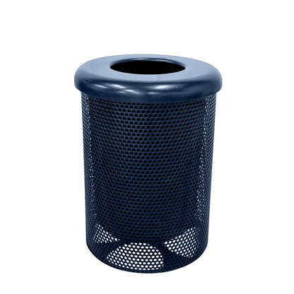 RFT-P-TXTDBL Heavy Duty Round Trash Receptacle with Flat Top, Liner Included, 32 Gallon, Textured Dark Blue, Made in America