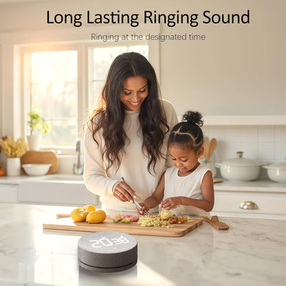 AVINIA Fabric Digital Kitchen Timer, Rechargeable with Large LED Display 0-99Mins, Magnetic Countdown Timers for Home Classroom Office Fitness Grey