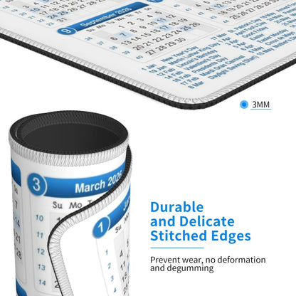 Mouse Pad, 2026 Calendar with Holiday Mouse Pads Mousepad, Anti-Slip Rubber Mouse Mat Desk Pad for Gaming Office Laptop Computer