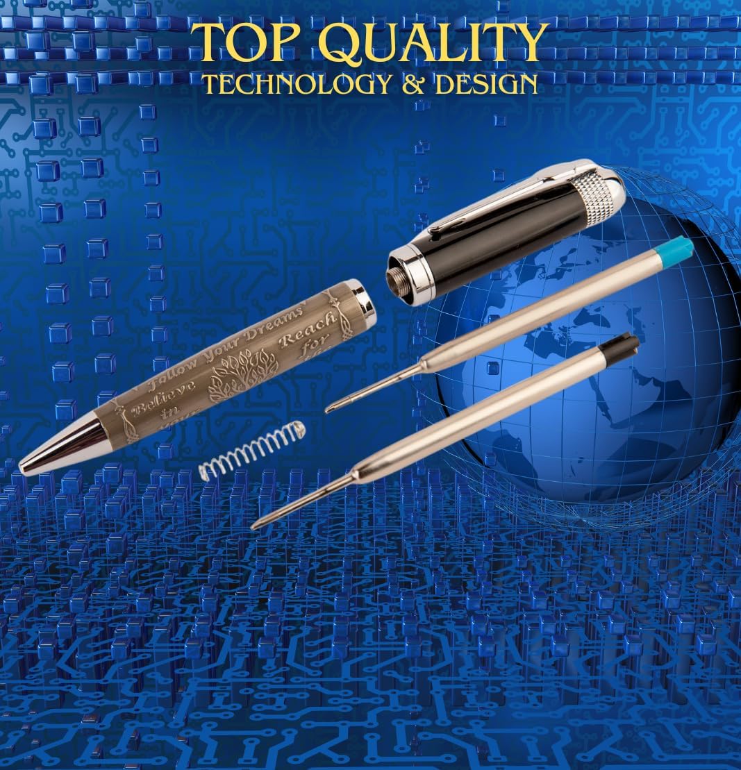 S&R Somit Fancy Pen for Men with Gift Box - Valuable Luxury Pen for Business and Office, Executive Gift for Family & Friends - Special Engraving & Led Decorative Box (BLACK SILVER)