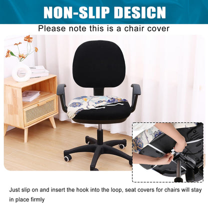 Smiry Printed Office Computer Chair Seat Covers, Stretch Fit Universal Desk Rotating Chair Cover Washable Removable Seat Cushion Protectors - Beige
