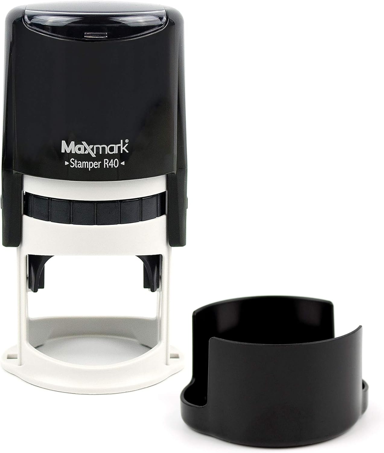 MaxMark Round Notary Stamp for State of Florida- Self Inking Stamp - Top Brand Unit with Bottom Locking Cover for Longer Lasting Stamp - 5 Year Warranty