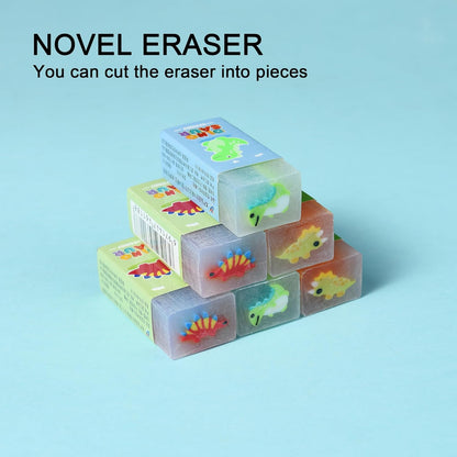 18Pcs Cute Dinosaur Erasers for Kids Bulk, Kawaii Fun Pencil Jelly Erasers for School Classroom Supplies Prize Gifts Party Favors