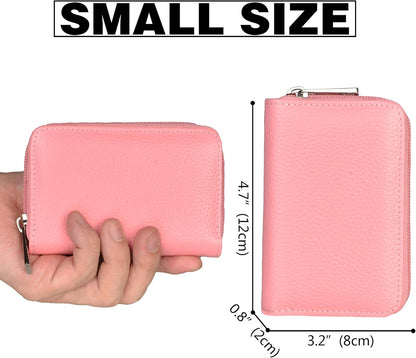 Easyoulife Genuine Leather Credit Card Holder Zipper Wallet With 26 Card Slots