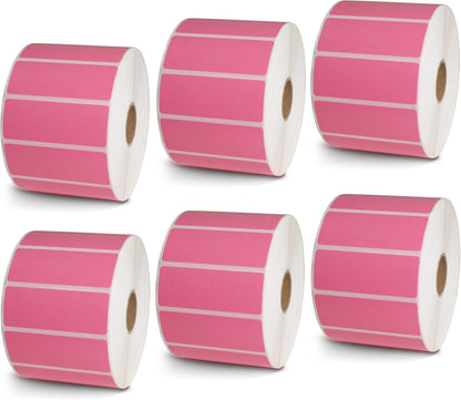 BETCKEY - 2.625" x 1" File Folder & Address Labels Compatible with Zebra/Rollo Label Printer,Premium Adhesive & Perforated[Pink, 6 Rolls, 12000 Labels]