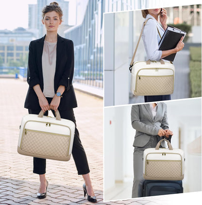 NEWHEY Laptop Bag 17.3 Inch Laptop Briefcase for Women Men Waterproof Shoulder Messenger Bag Large Computer Bag for Business Office Work College, Khaki&Beige