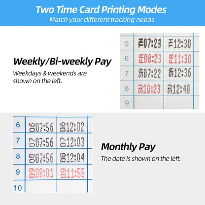 Employee Time Clocks for Small Business, Auto-Align Time Clock Punch Machine with 50-Piece Time Cards, Two Security Keys, and One Ink Ribbon Cartridge