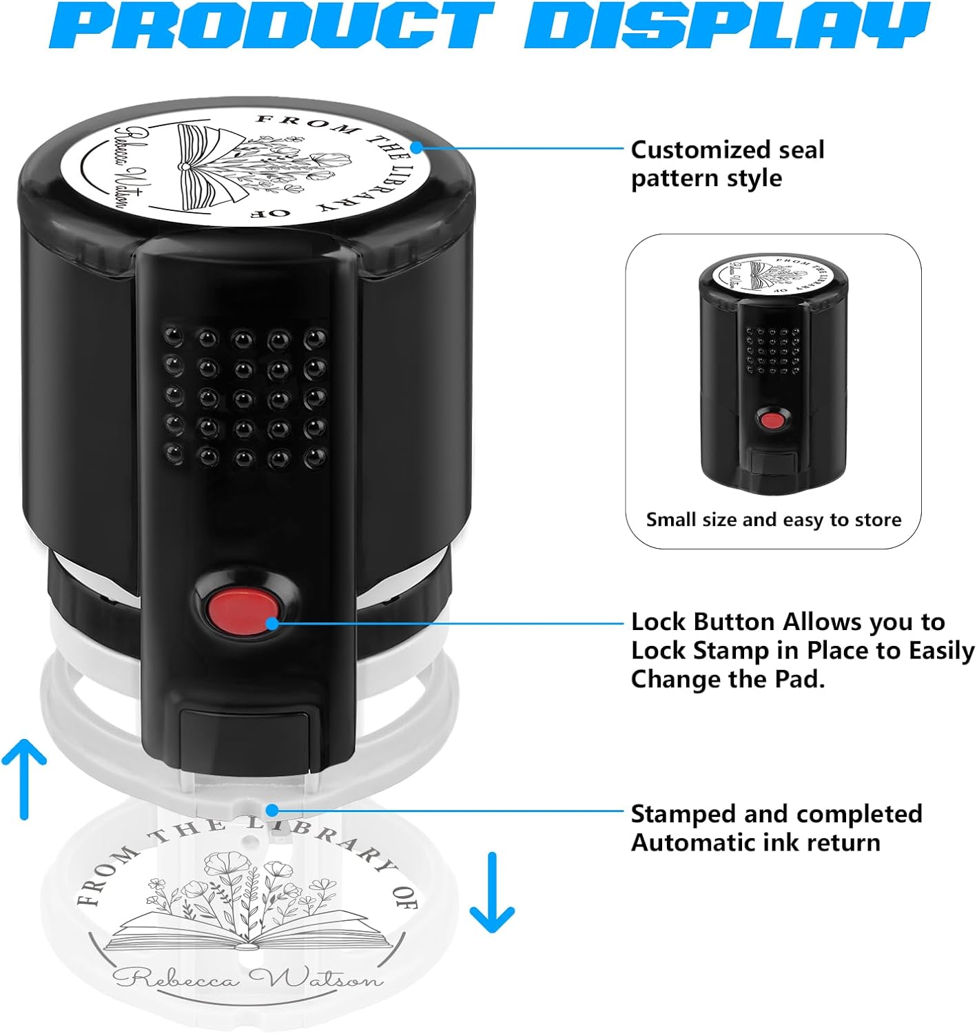 Custom Self-Inking Stamps | Personalized Book Stamp Gift for Book Lovers | 5 Ink Colors (Style12)