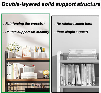 2-Tier Desktop Hutch Bookshelf Metal Desk Shelf Dorm Bookcase for Computer Desk Countertop Storage Organizer Display Rack for Office Home (White, 53.1in)