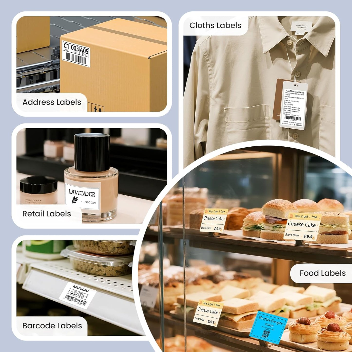 CLABEL Label Maker Machine with Tape: 221B Thermal Inkless Label Printer 2 Inch Mini Portable Bluetooth Handheld Sticker Barcode Labeler Compatible with Phone & PC for Small Business Retail Office