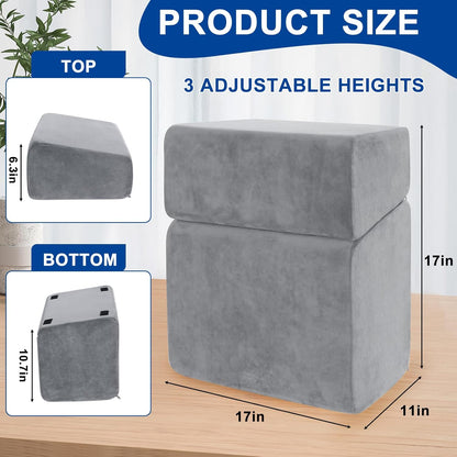 Adjustable Foot Rest for Under Desk at Work - 3 Height Ergonomic Footrest, 17x11 Inch Office Foot Stool, Soft Velvet Cushion, Non-Slip Base for Home & Office - 100% Memory Foam Filling