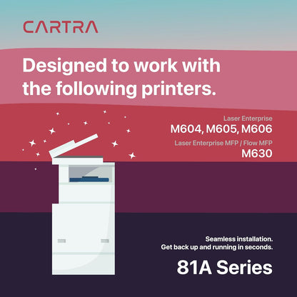 CARTRA 81A 2 Pack Toner Cartridge for HP Laserjet Enterprise M604dn M604n M604 M605dh M605dn M605n M605x M605 M606dn M606x M606 MFP M630f M630h Flow M630z M630 Printer Series 81X CF281A Black