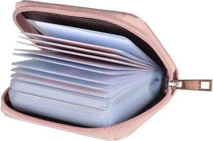 Easyoulife Genuine Leather Credit Card Holder Zipper Wallet With 26 Card Slots