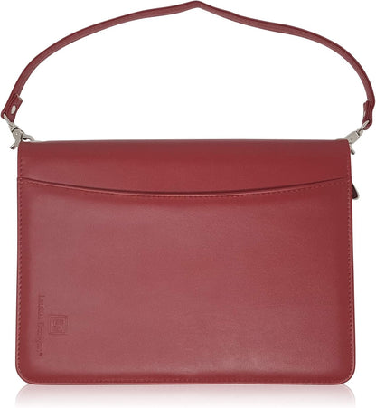 Zippered Portfolio Binder with Junior Legal 5x8 Notepad - Burgundy PU Faux Leather Business Padfolio Organizer Folder with 8 Inch Tablet Sleeve & Gift Box by Lautus Designs