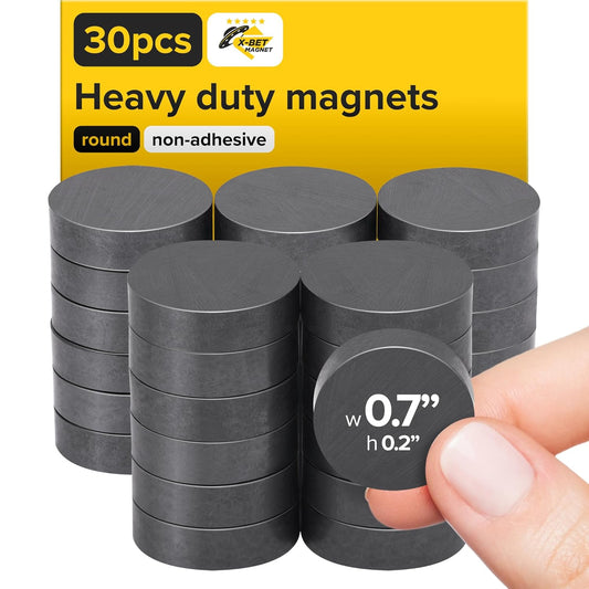 X-bet MAGNET Heavy Duty Magnets for Crafts - Ultra Strong Round Magnets for DIY, Home Space Organization & Decoration - Perfect Size for Whiteboard & Fridge (30 pcs, 0.7x0.2)