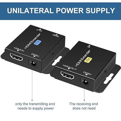 VPFET HDMI Extender Over Single Cat6 Ethernet up to 200Ft Repeater Balun Transmitter Receiver Power on Cat Support Full 1080p 3D HDCP EDID Copy from Displays