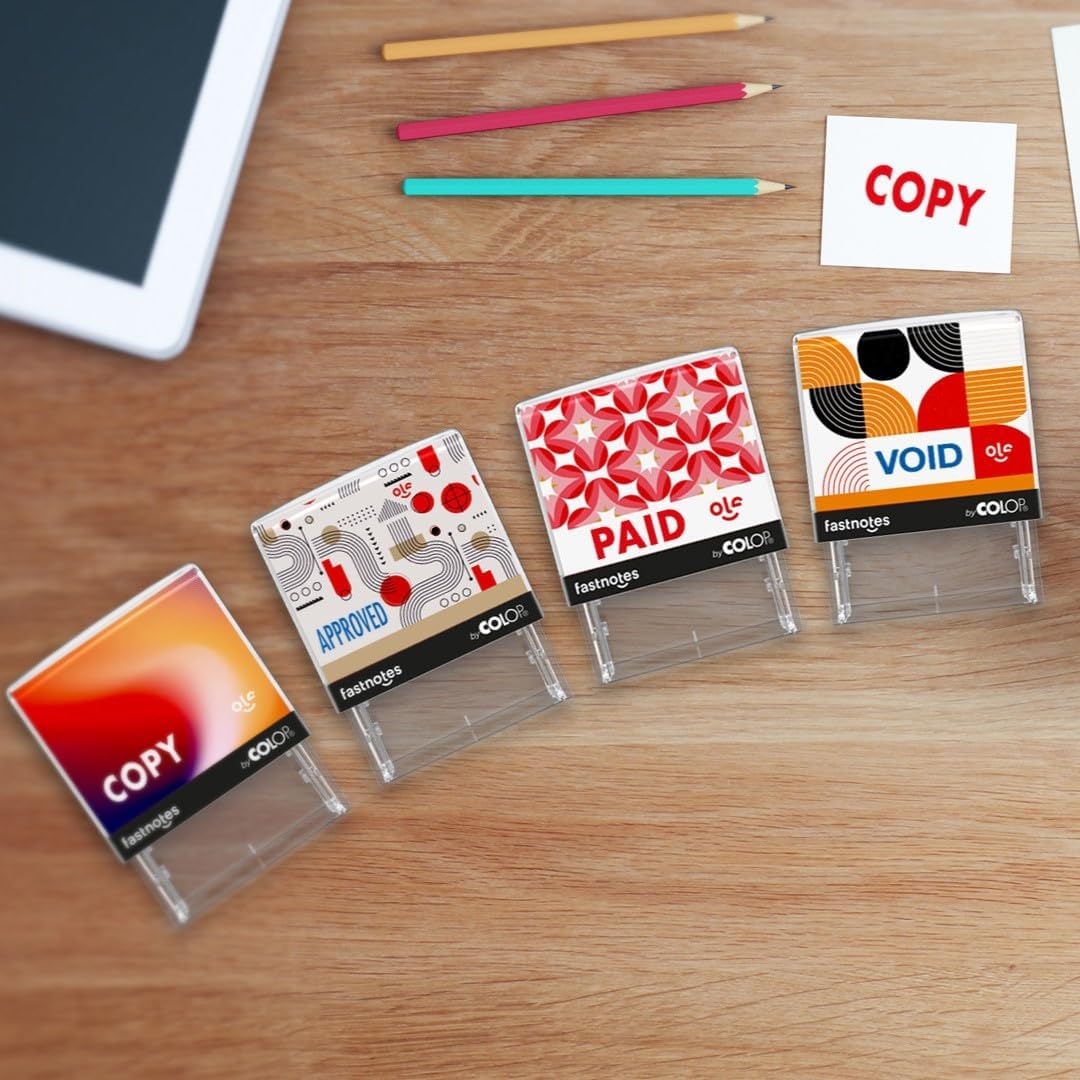 Fastnotes File Copy Self-Inking Rubber Stamp by COLOP - Great for Office Documents, Notary, Warehouse, Accounting Paperwork, Business, and Legal Documentation - Red Ink (File Copy- Red)