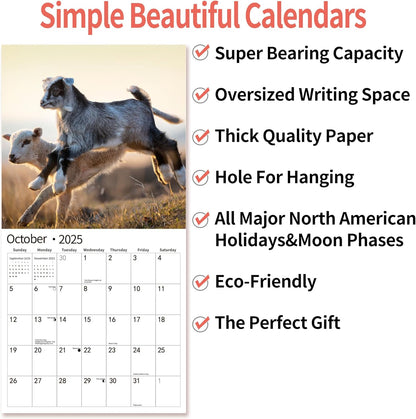 2025 Wall Calendar,Calendar 2025, January 2025 - December 2025, Wall Calendar Baby Moo Moos, 12" x 24" Opened,Full Page Months Thick & Sturdy Paper for Calendar Organizing & Planning
