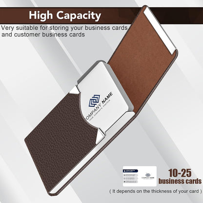 Business Card Holder with Ultra Slim Design, Business Card Case with Premium PU Leather, Suit Pocket Metal Card Holder for Women/Men, Magnetic Closure Quick Access Cards