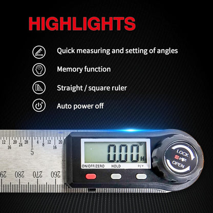 Angle Finder Tool Digital 7 Inch / 200 mm Stainless Steel DPRAF-7-B, Digital Protractor Display Angle Ruler for Measuring, Woodworking, Construction, Wall angle Measurement by S&F STEAD & FAST