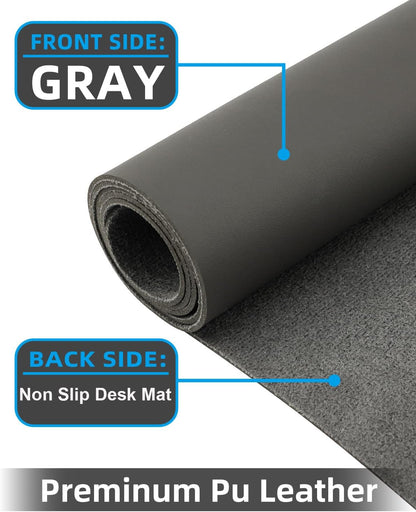 Small Desk Mat,Leather Desk Pad Protector,Desk Mouse pad,Office Desk mat,Laptop Mat for Desk, Non-Slip PU Leather Desk Blotter,Waterproof Desk Writing Pad for Office/Home(31.5"x15.7",Dark Grey)