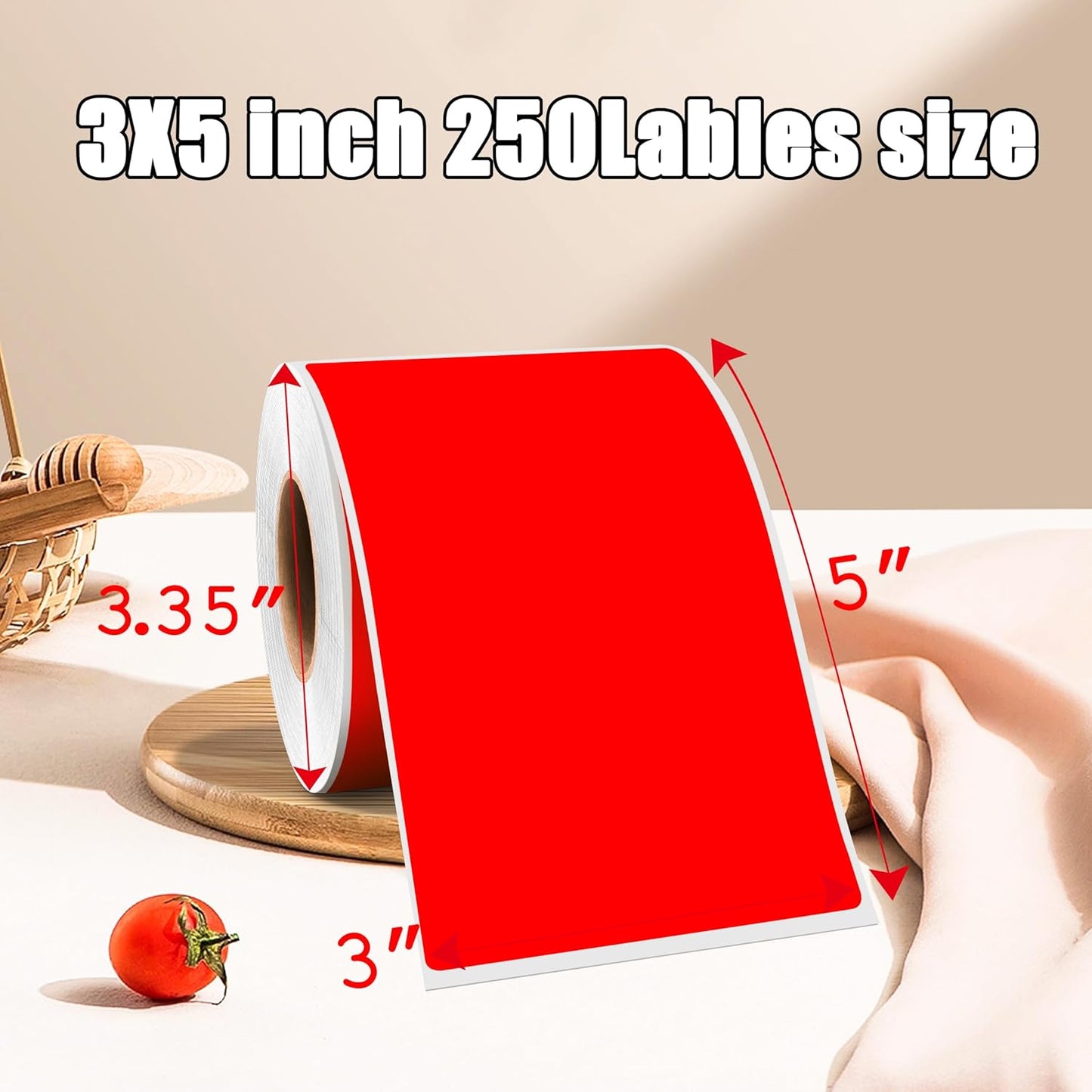 3 x 5 Inch 250Pcs Rectangle Color Coding Stickers,Strong Adhesion, Easy to Write for Organization,Inventory,Business Labeling,Red