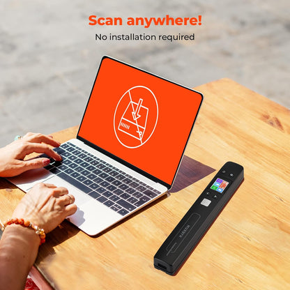 MUNBYN Portable Scanner, Photo Scanner for Documents, Pictures, Texts at 1050 DPI, Flat Scanning, Includes 16GB Card, Wand Document Reader with Wi-Fi or USB for Uploading to PC/Phone, No Driver Needed