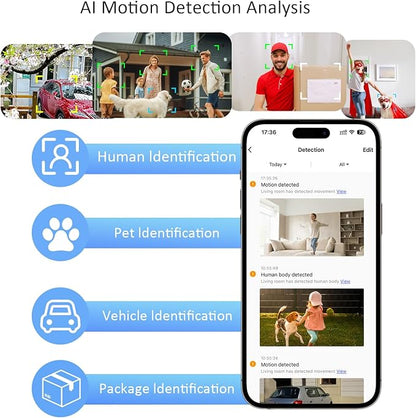 4Pack 2.4G&5G Security Cameras Wireless Outdoor, 2K Battery Powered Indoor Cameras for Home Security, AI Motion Detection Siren,Two-Way Talk, Color Night Vision, Waterproof,Works w/Alexa