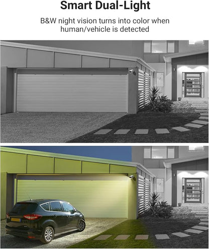 ANNKE 8CH 3K Lite AI DVR with Human/Vehicle Detection, H.265+ Surveillance Security Camera System with Audio and 4pcs 1080P Security Cameras with Dual Light, IP67, Color Night Vision, 1TB Hard Drive