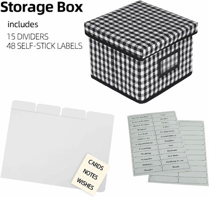 Greeting Card Organizer and Storage Box with 15 Adjustable Dividers, Stores 140+ Cards, Suitable for Storing Greeting Cards, Envelopes, Stickers, Photos, Notecards and More