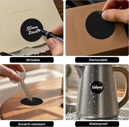 500 PCS Circle Dots Stickers 2 Inch Vinyl Black Round Labels Removable Waterproof Color Coding Sticker Roll for Office Inventory Garage Yard Sale Tag