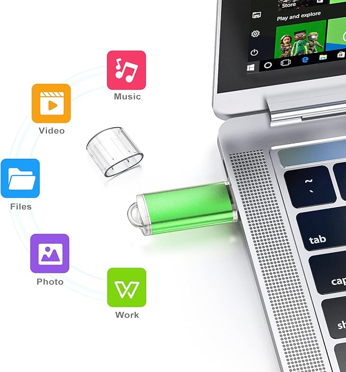 64GB Flash Drive 10 Pack 64G USB Flash Drive K&ZZ 64 GB Thumb Drive Memory Stick Gig Stick USB 2.0 Pen Drive Zip Drive Jump Drive, 5 Colors (Purple, Blue, Pink, Green, Orange)