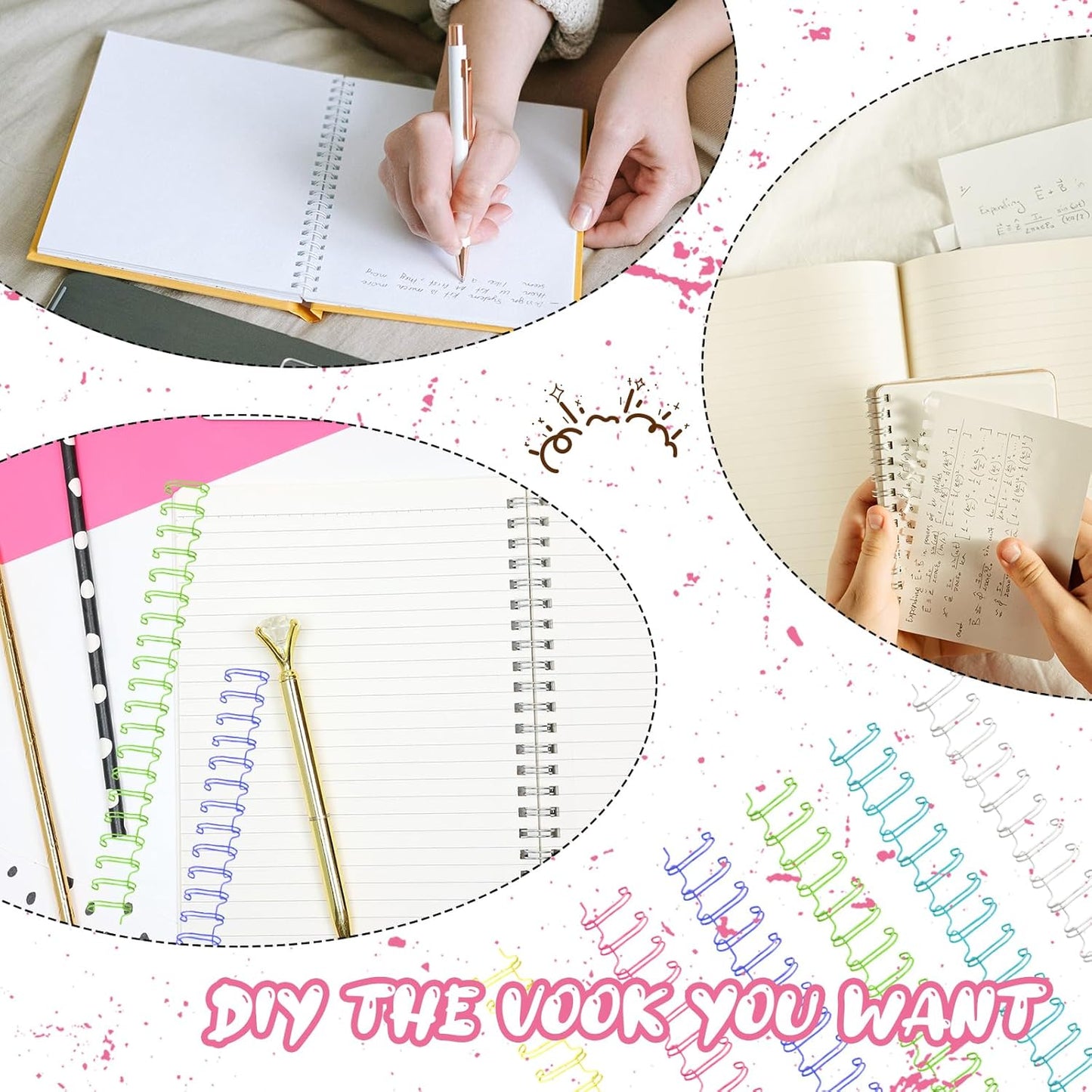 30Pcs Metal Double Loop Binding Wires Double Spiral Binding Ring Coil, 9/16" 23 Holes, 2:1 Pitch Cinch Binding Machine Wire for Teacher Student Document Notebook File Making (Iridescence)