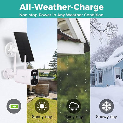 XMARTO 100% Wire-Free Solar Home Security Camera System Wireless, 4-Set 2K 4MP QHD CCTV Camera Kit with 4K 10CH Expandable WiFi NVR + 4 PCS Wire-Free Solar Security Cameras