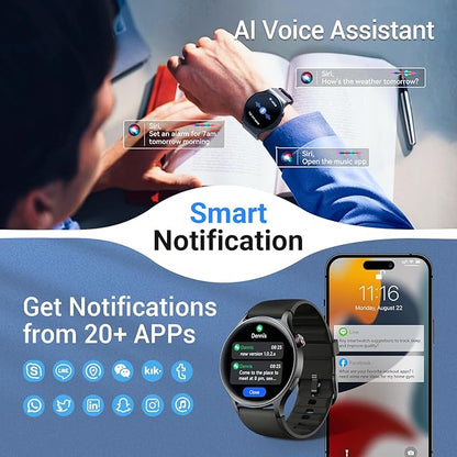 Fitpolo Smart Watch for Men Women,1.3" AMOLED Touchscreen Fitness Tracker, Make/Answer Calls, Heart Rate SpO2 Monitor, IP68 Waterproof, Sleep & Activity Tracking Smartwatch for Android Phones iPhone