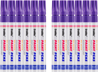 Purple Paint Markers, 12 Pack Oil-Based Waterproof Quick Dry Permanent Paint Pen Set for Rocks Painting, Wood, Fabric, Plastic, Canvas, Glass, Mugs, Metal, Tire, Stone, DIY Craft