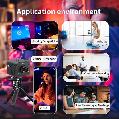 zowietek 4K POV Camera PoE, ZowieCAM, Webcam, Simultaneously HDMI & SDI Output, RTSP/RTMP(s)/SRT, Standalone Live Streaming to YouTube/Twitch for Webcast, Meeting, Teaching & Gaming (M12 AF)