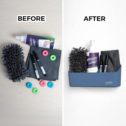 loukin Magnetic and Adhesive Marker Holder, Dry Erase Accessory Tray, Magnetic Storage Organizer for Whiteboard, Glass or Refrigerators (Blue)