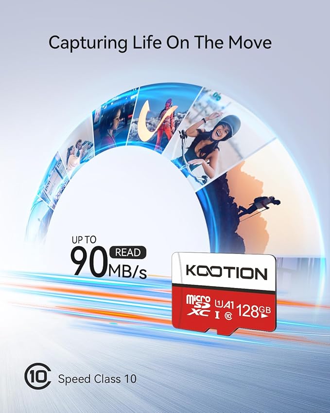 KOOTION 128GB Micro SD Card 2 Pack, UHS-I microSDXC Flash Memory Card, C10, U1, Full HD, Class 10 TF Card with Adapter