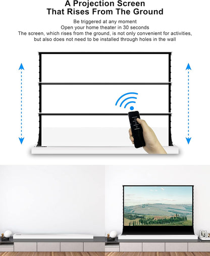 VIVIDSTORM-Screen Projector S 110 inch Motor Rollable Foldaway Portable Screen with White Cinema PVC, 4k 3D HD Gaming/Office Room,Compatible with Standard Projector,VWSDSTW110H