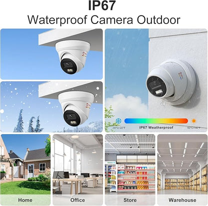 Anpviz 16CH PoE Security Camera System with Human/Vehicle Detection, 8pcs 5MP PoE Cameras with Mic, Smart Dual Light Color Night Vision, True WDR, 16CH NVR with 4TB HDD for 24/7 Recording